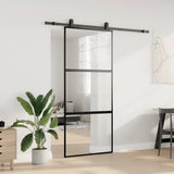 Porta Scorrevole Set Ferramenta Nera 90x205 cm Vetro Temperato