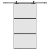 Porta Scorrevole Ferramenta Nera 102,5x205 cm Vetro Temperato