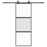 Porta Scorrevole Set Ferramenta Nera 76x205 cm Vetro Temperato