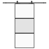 Porta Scorrevole Set Ferramenta Nera 90x205 cm Vetro Temperato