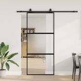 Porta Scorrevole Set Ferramenta Nera 90x205 cm Vetro Temperato