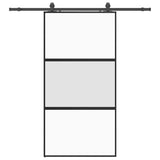 Porta Scorrevole Ferramenta Nera 102,5x205 cm Vetro Temperato