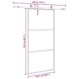 Porta Scorrevole Ferramenta Nera 102,5x205 cm Vetro Temperato