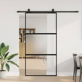 Porta Scorrevole Ferramenta Nera 102,5x205 cm Vetro Temperato