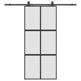 Porta Scorrevole Set Ferramenta Nera 90x205 cm Vetro Temperato