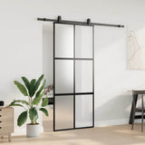 Porta Scorrevole Set Ferramenta Nera 90x205 cm Vetro Temperato