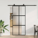 Porta Scorrevole Set Ferramenta Nera 90x205 cm Vetro Temperato