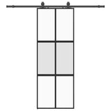 Porta Scorrevole Set Ferramenta Nera 76x205 cm Vetro Temperato