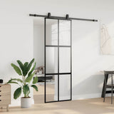 Porta Scorrevole Set Ferramenta Nera 76x205 cm Vetro Temperato