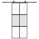 Porta Scorrevole Set Ferramenta Nera 90x205 cm Vetro Temperato