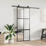 Porta Scorrevole Set Ferramenta Nera 90x205 cm Vetro Temperato