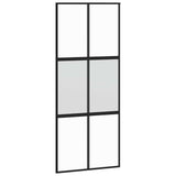 Porta Scorrevole Set Ferramenta Nera 90x205 cm Vetro Temperato
