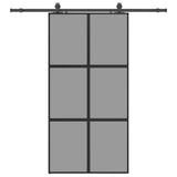 Porta Scorrevole Ferramenta Nera 102,5x205 cm Vetro Temperato