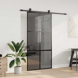 Porta Scorrevole Ferramenta Nera 102,5x205 cm Vetro Temperato