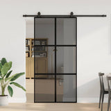 Porta Scorrevole Ferramenta Nera 102,5x205 cm Vetro Temperato