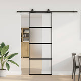 Porta Scorrevole Set Ferramenta Nera 76x205 cm Vetro Temperato