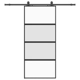 Porta Scorrevole Set Ferramenta Nera 90x205 cm Vetro Temperato