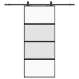 Porta Scorrevole Set Ferramenta Nera 90x205 cm Vetro Temperato
