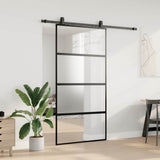 Porta Scorrevole Ferramenta Nera 102,5x205 cm Vetro Temperato