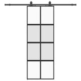Porta Scorrevole Set Ferramenta Nera 76x205 cm Vetro Temperato
