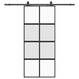 Porta Scorrevole Set Ferramenta Nera 90x205 cm Vetro Temperato