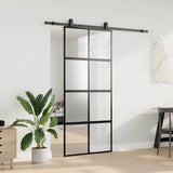 Porta Scorrevole Set Ferramenta Nera 90x205 cm Vetro Temperato