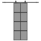 Porta Scorrevole Set Ferramenta Nera 76x205 cm Vetro Temperato