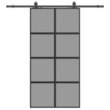 Porta Scorrevole Ferramenta Nera 102,5x205 cm Vetro Temperato