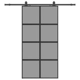 Porta Scorrevole Ferramenta Nera 102,5x205 cm Vetro Temperato