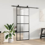 Porta Scorrevole Set Ferramenta Nera 90x205 cm Vetro Temperato