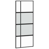 Porta Scorrevole Set Ferramenta Nera 90x205 cm Vetro Temperato