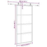 Porta Scorrevole Ferramenta Nera 102,5x205 cm Vetro Temperato