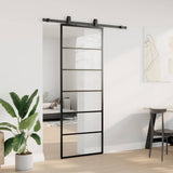 Porta Scorrevole con Ferramenta Nera 76x205 cm in Vetro ESG