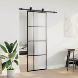 Porta Scorrevole con Ferramenta Nera 76x205 cm in Vetro ESG