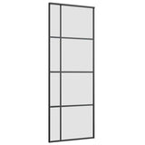 Porta Scorrevole con Ferramenta Nera 76x205 cm in Vetro ESG