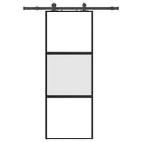 Porta Scorrevole Set Ferramenta Nera 76x205 cm Vetro Temperato
