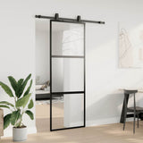 Porta Scorrevole Set Ferramenta Nera 76x205 cm Vetro Temperato