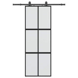 Porta Scorrevole Set Ferramenta Nera 76x205 cm Vetro Temperato