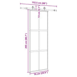 Porta Scorrevole Set Ferramenta Nera 76x205 cm Vetro Temperato