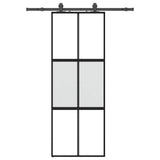 Porta Scorrevole Set Ferramenta Nera 76x205 cm Vetro Temperato