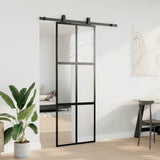 Porta Scorrevole Set Ferramenta Nera 76x205 cm Vetro Temperato