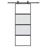 Porta Scorrevole Set Ferramenta Nera 76x205 cm Vetro Temperato