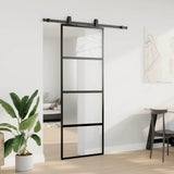 Porta Scorrevole Set Ferramenta Nera 76x205 cm Vetro Temperato