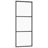 Porta Scorrevole con Ferramenta Nera 76x205 cm in Vetro ESG