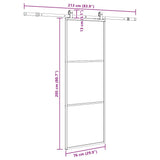 Porta Scorrevole con Ferramenta Nera 76x205 cm in Vetro ESG