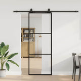 Porta Scorrevole con Ferramenta Nera 76x205 cm in Vetro ESG