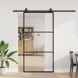 Porta Scorrevole con Ferramenta Nera 102x205 cm in Vetro ESG