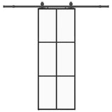 Porta Scorrevole con Ferramenta Nera 76x205 cm in Vetro ESG