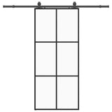 Porta Scorrevole con Ferramenta Nera 90x205 cm in Vetro ESG