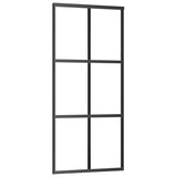 Porta Scorrevole con Ferramenta Nera 90x205 cm in Vetro ESG